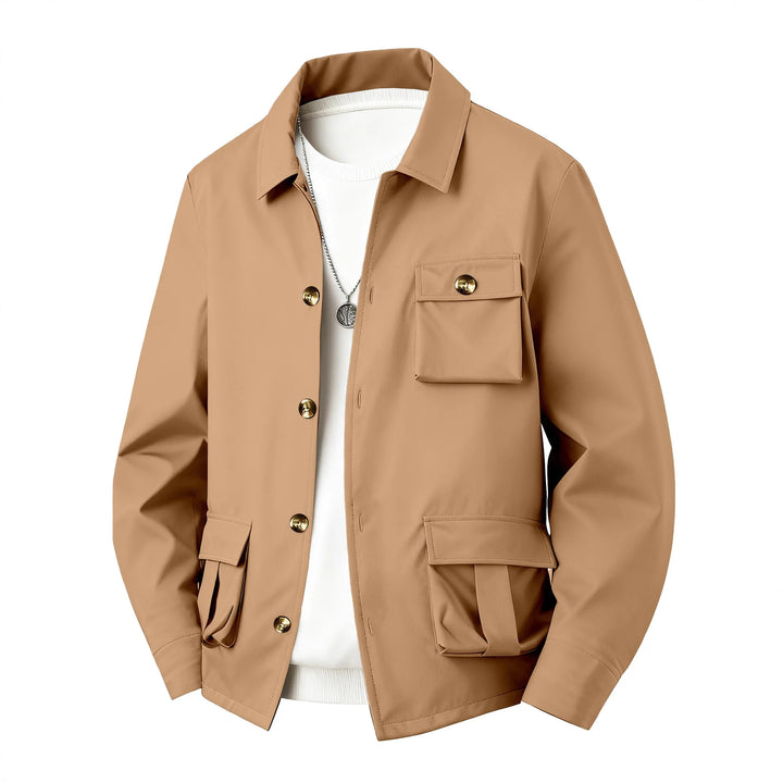 Men's Waterproof Polyester Utility Jacket | Structured All-Weather Essential 4