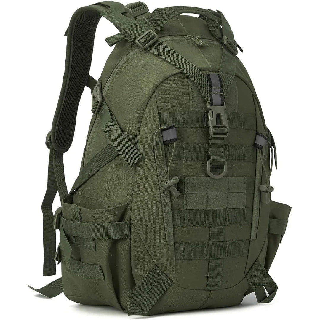 Forge 40L tactical backpack with waterproof 600D fabric and MOLLE storage