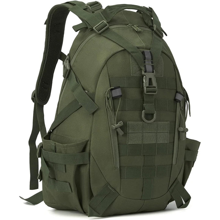 Forge 40L tactical backpack with waterproof 600D fabric and MOLLE storage