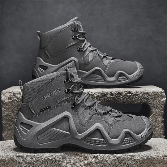 Men's waterproof tactical combat boots with secure strap system
