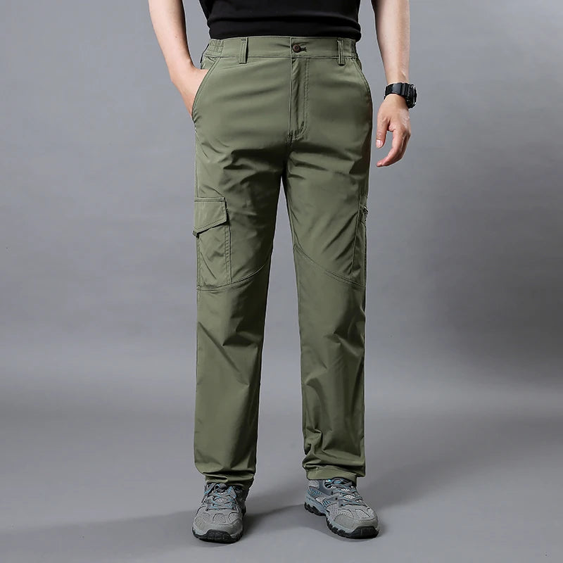 Men's wear-resistant cargo pants with multiple outdoor utility pockets