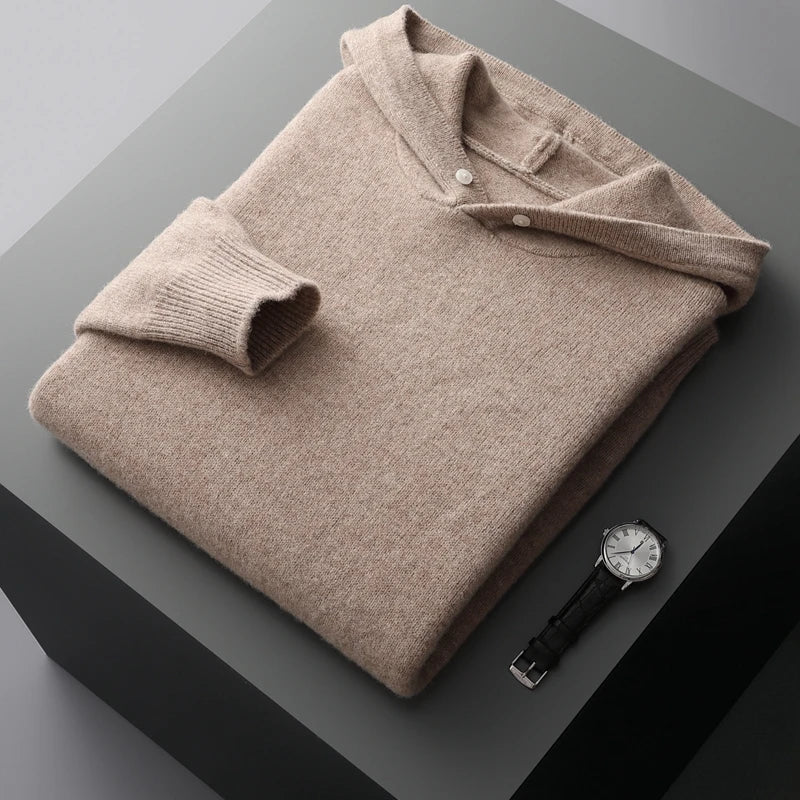 Men's Wool Blend Pullover Hoodie | Soft Breathable Everyday Comfort 6