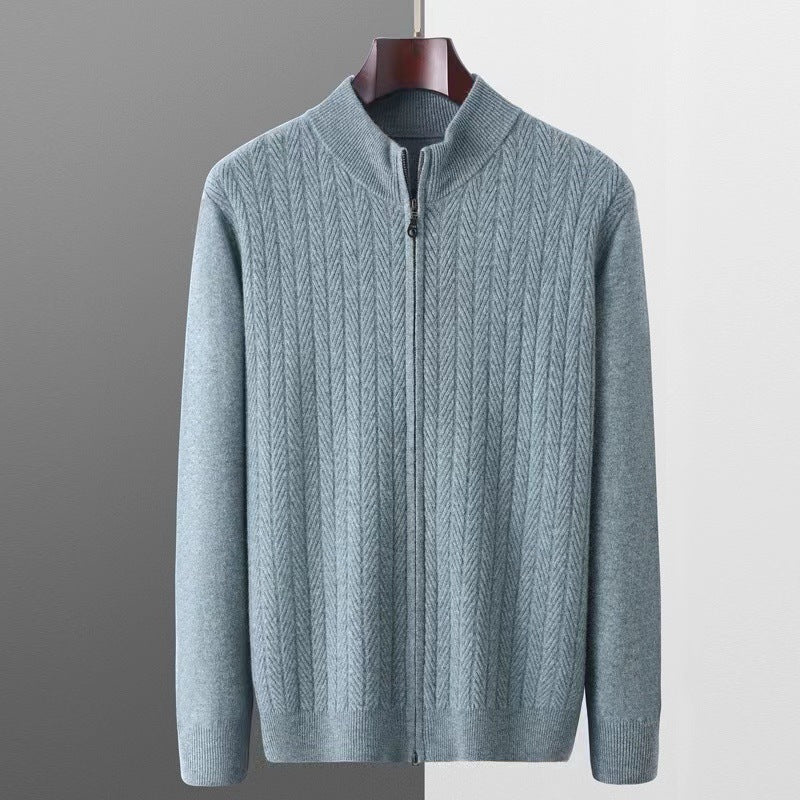 Men's Wool Knit Full-Zip Sweater | Refined Transitional Elegance Design 2