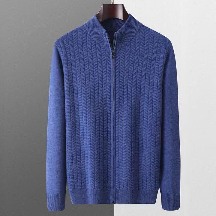 Men's Wool Knit Full-Zip Sweater | Refined Transitional Elegance Design 3