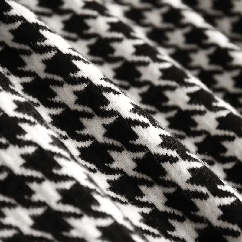 Milana Houndstooth Turtleneck Dress