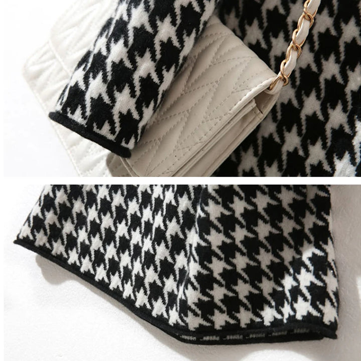 Milana Houndstooth Turtleneck Dress