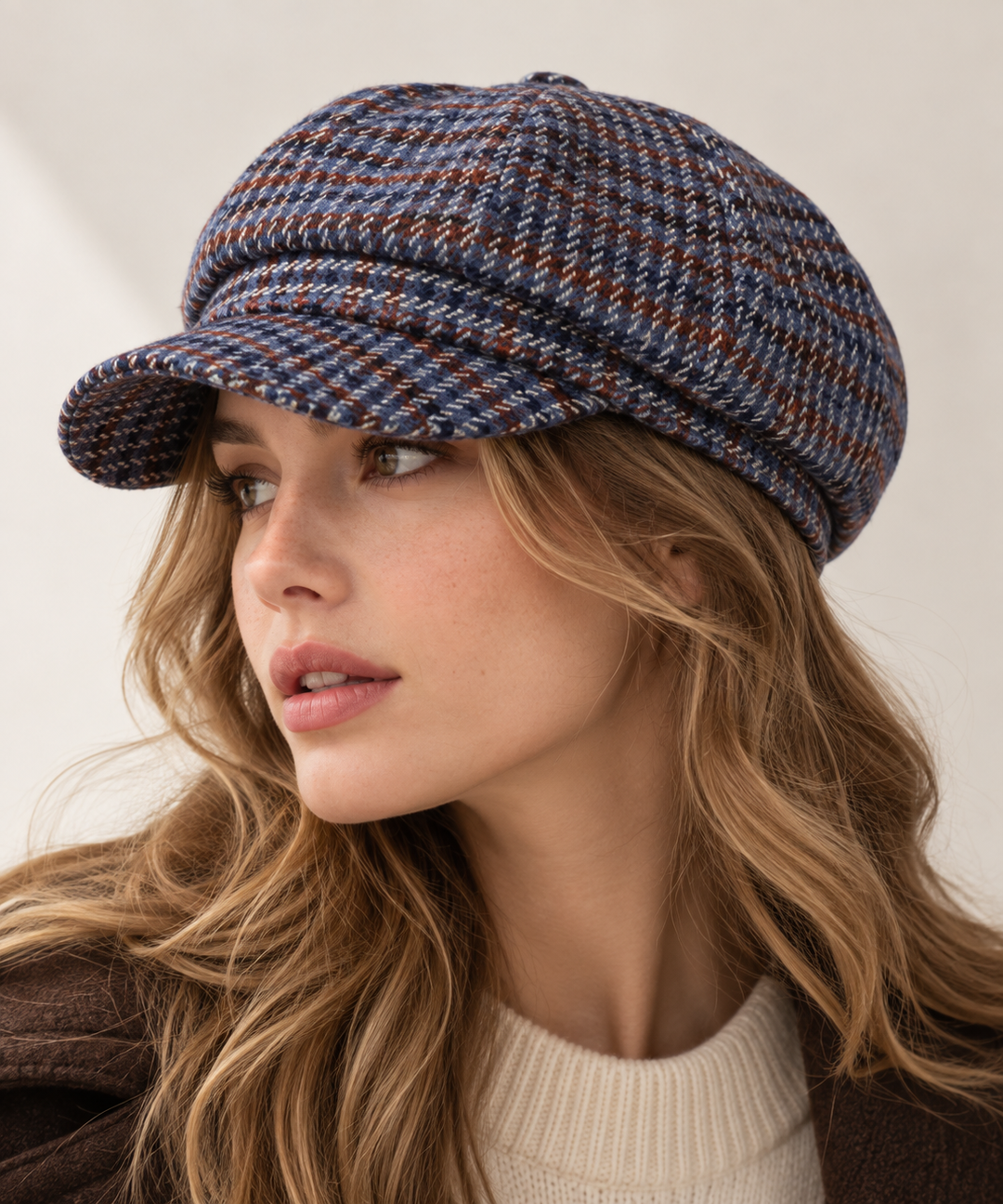 Mirelle Plaid Knit Beret