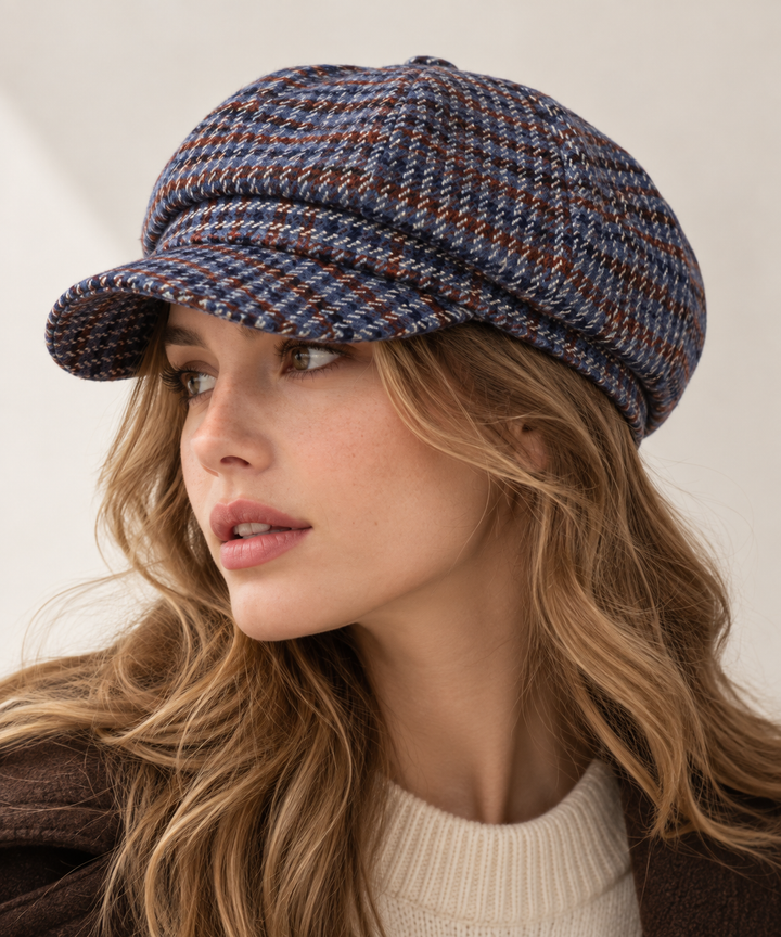 Mirelle Plaid Knit Beret
