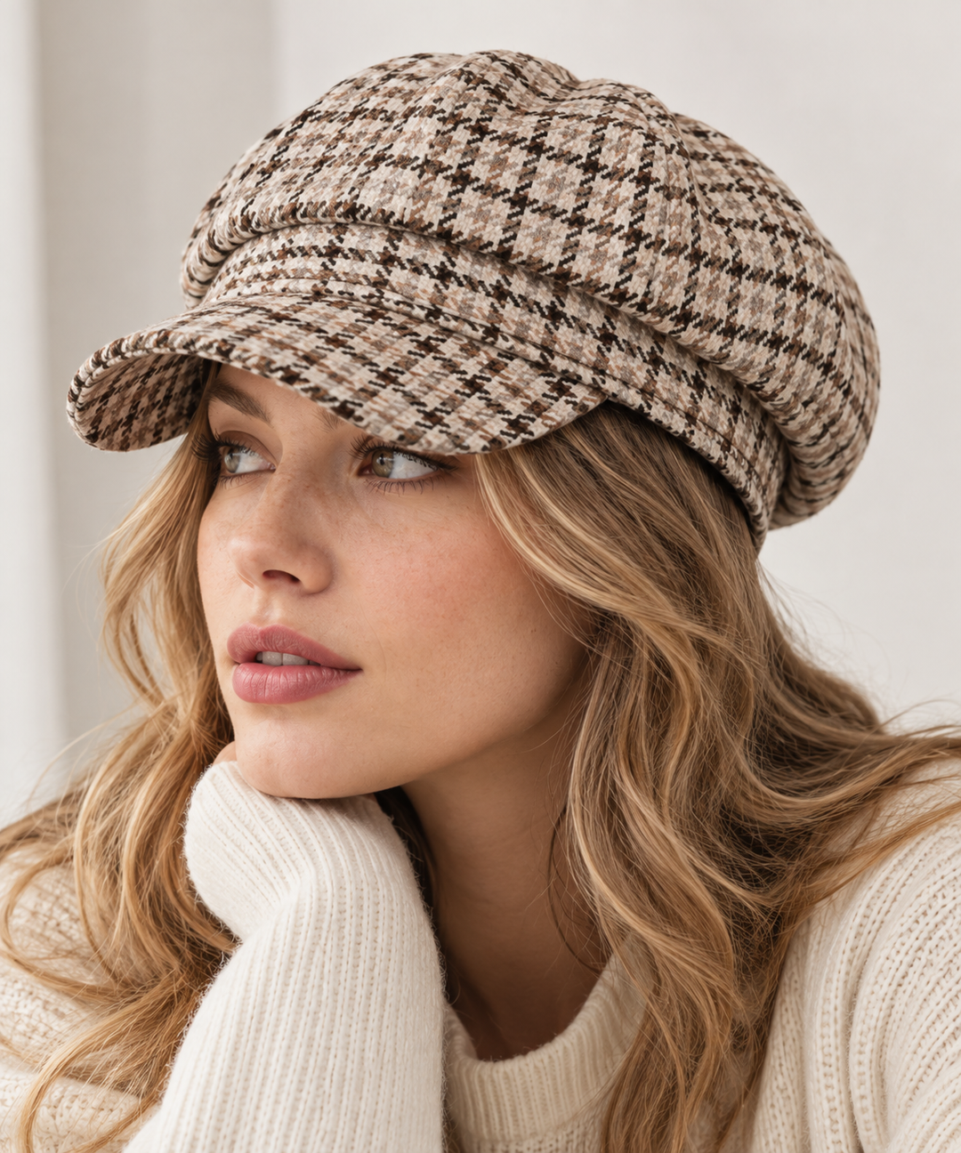 Mirelle Plaid Knit Beret