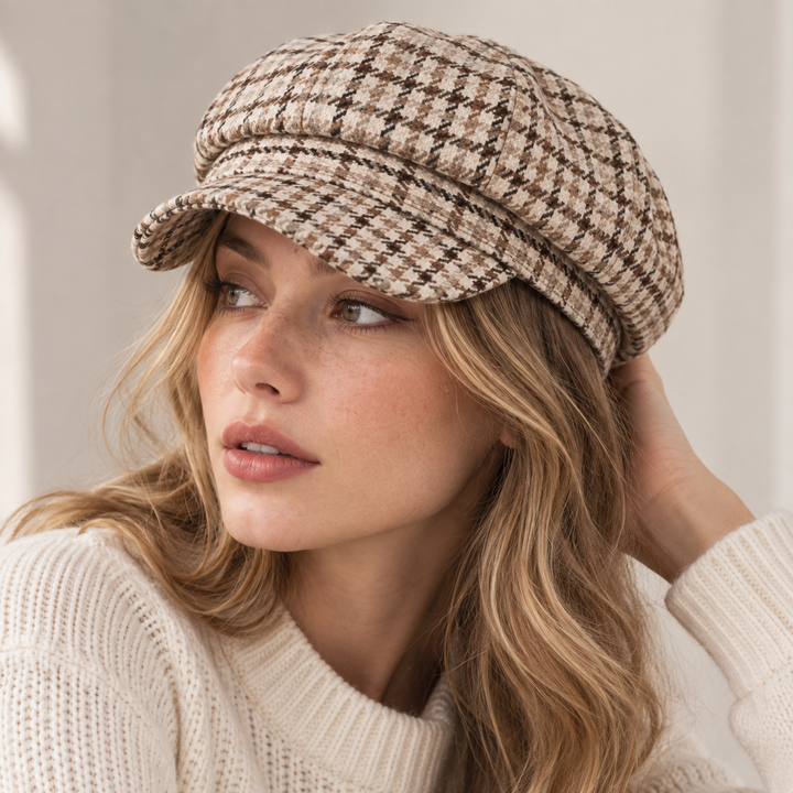 Mirelle Plaid Knit Beret