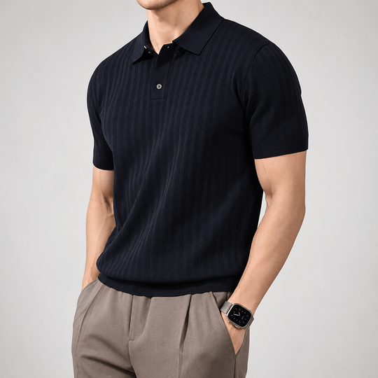Portofino Ice Knit Polo with ribbed texture and slim fit