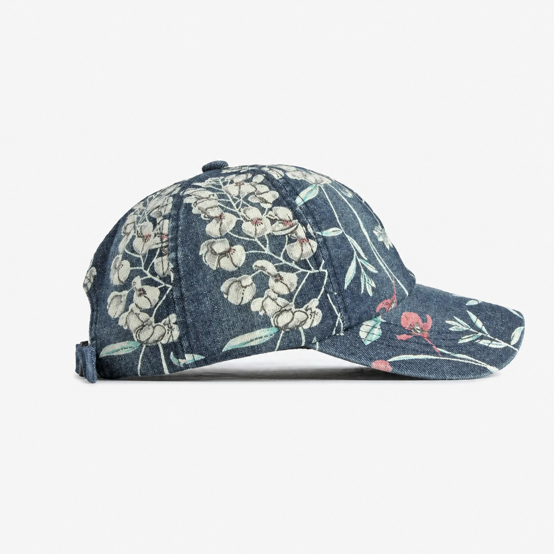 Roselle Floral Denim Cap