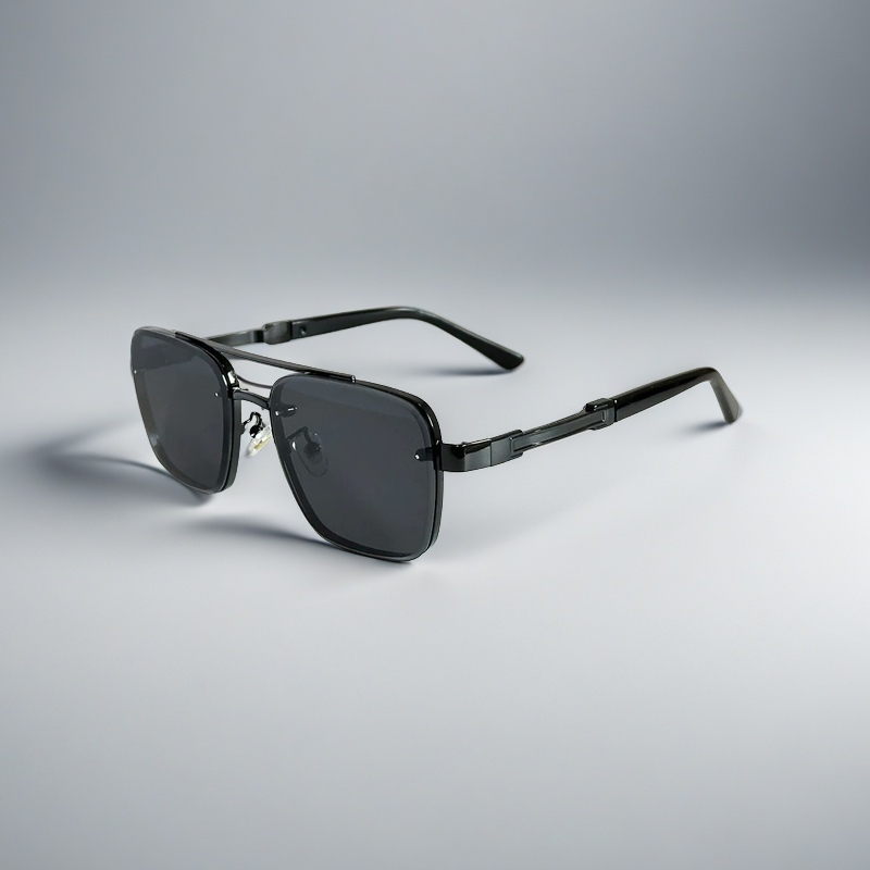 A pair of aviator-style sunglasses with a gold-tone metal frame and gradient lenses.