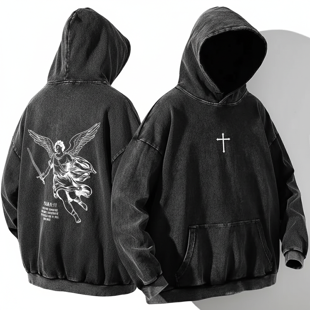 Ravenshade Psalm 91:11 Washed Cotton Hoodie