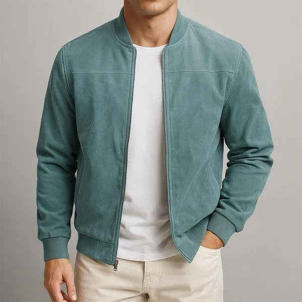 Tailored Suede Men's Jacket with Classic Zipper Design | Casual Long Sleeve Outerwear for Everyday Style