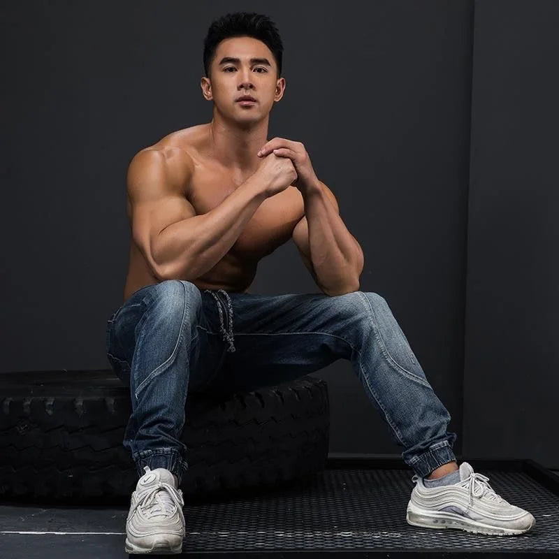 Trendy Men's Jeans | Casual Elastic Fit with Breathable Fabric | Comfortable Wear for Everyday Style