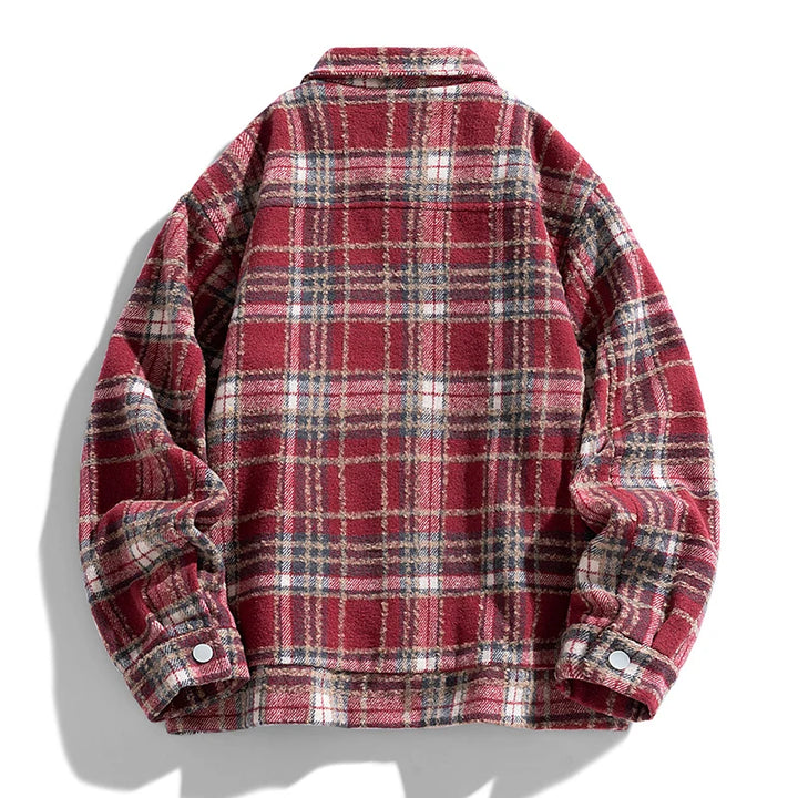 Unisex Polyester Blend Plaid Collar Shirt Jacket | Versatile Casual Streetwear Style 4