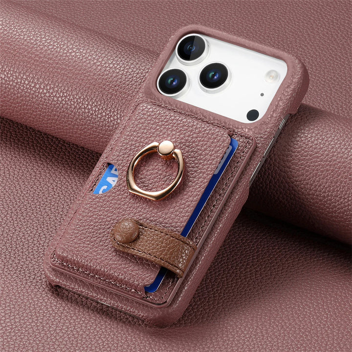 Universal Leather Phone Case for iPhone 14/13/12 | Sleek Protective Wallet Design with Ring Holder 10