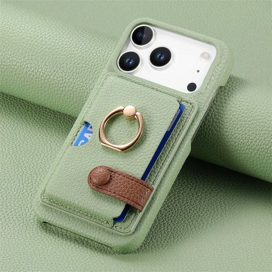 Universal Leather Phone Case for iPhone 14/13/12 | Sleek Protective Wallet Design with Ring Holder 8