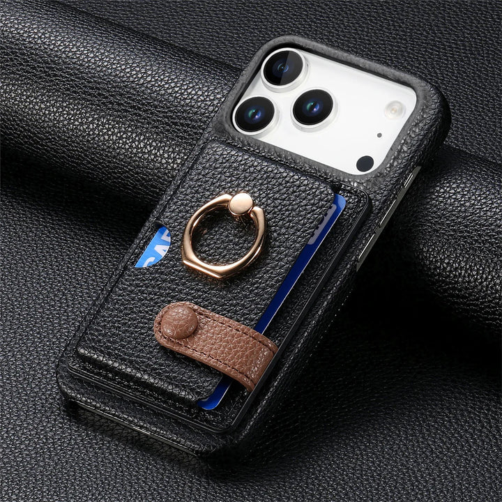 Universal Leather Phone Case for iPhone 14/13/12 | Sleek Protective Wallet Design with Ring Holder 9