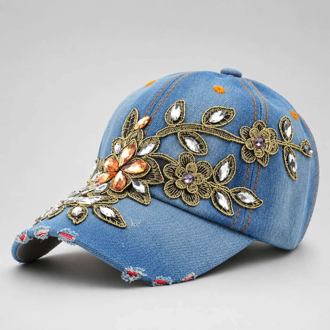 Verona Floral Cotton Denim Cap