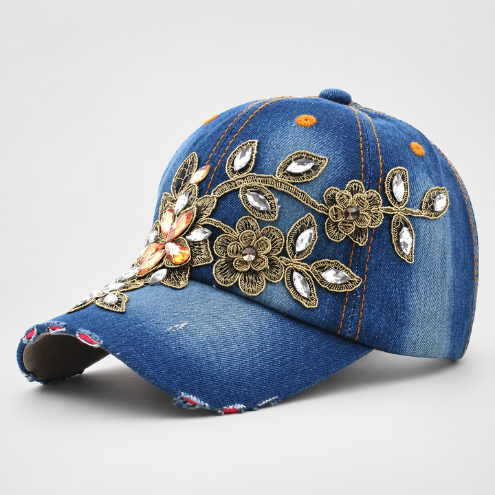 Verona Floral Cotton Denim Cap