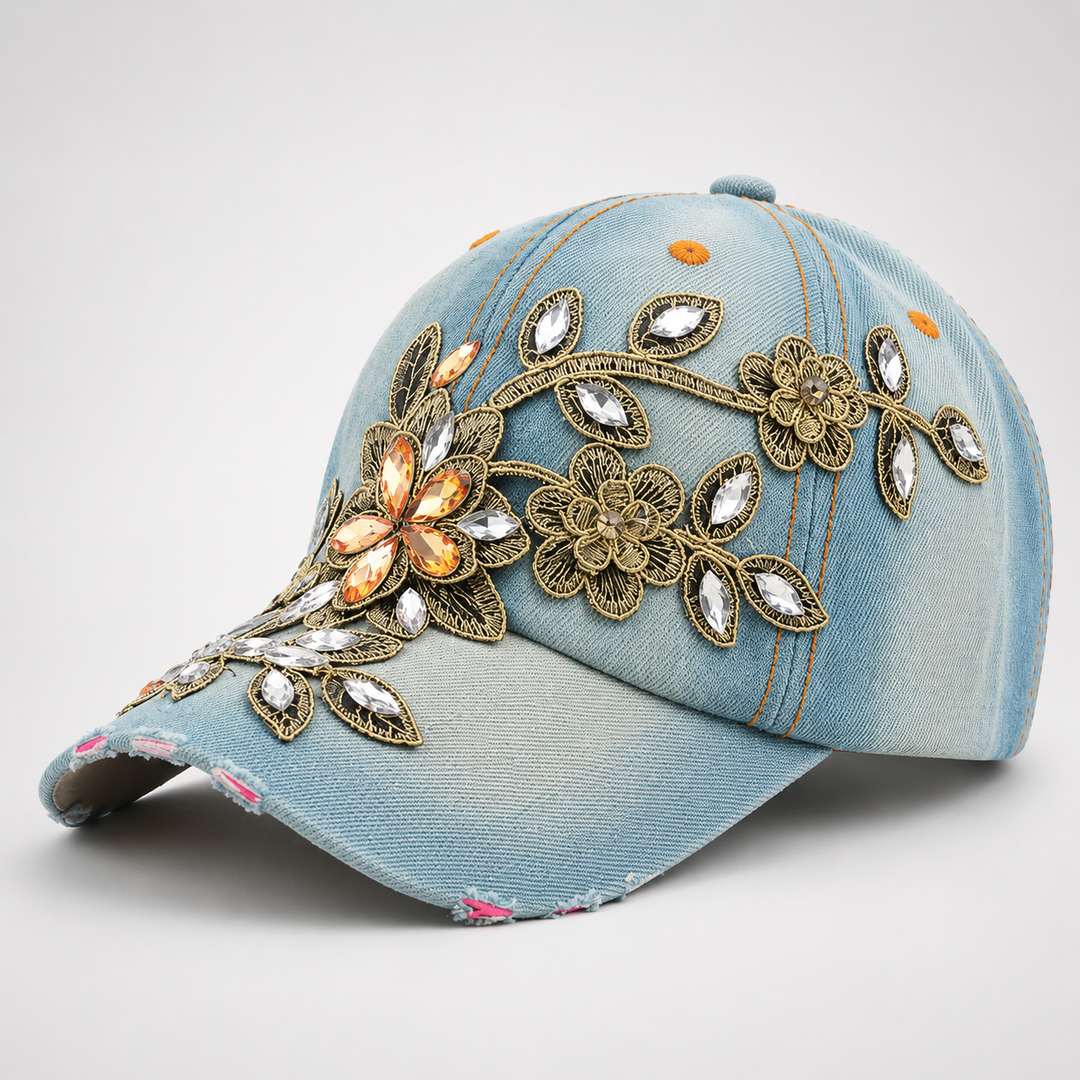 Verona Floral Cotton Denim Cap