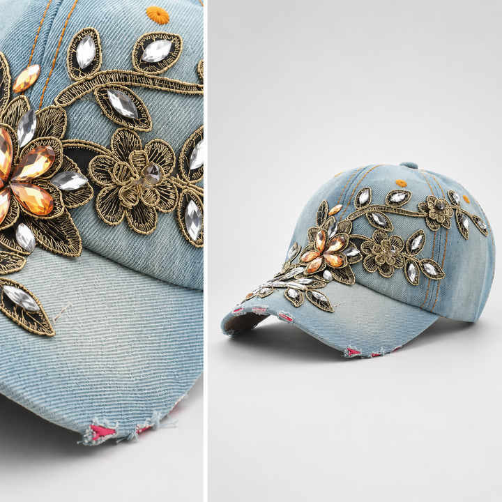 Verona Floral Cotton Denim Cap