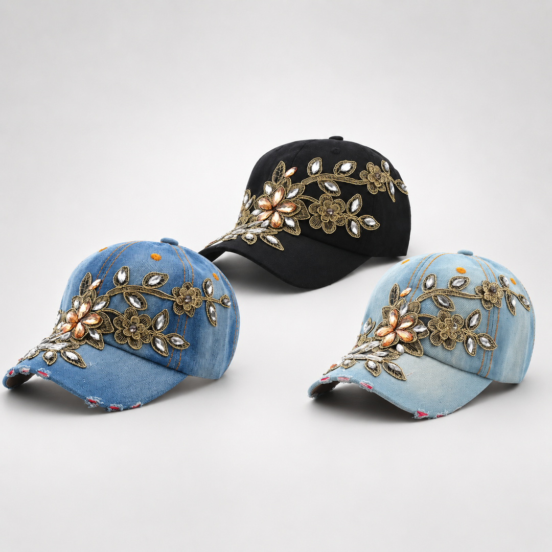 Verona Floral Cotton Denim Cap