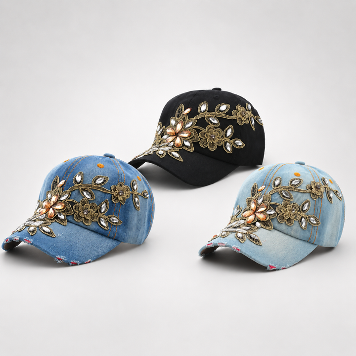 Verona Floral Cotton Denim Cap