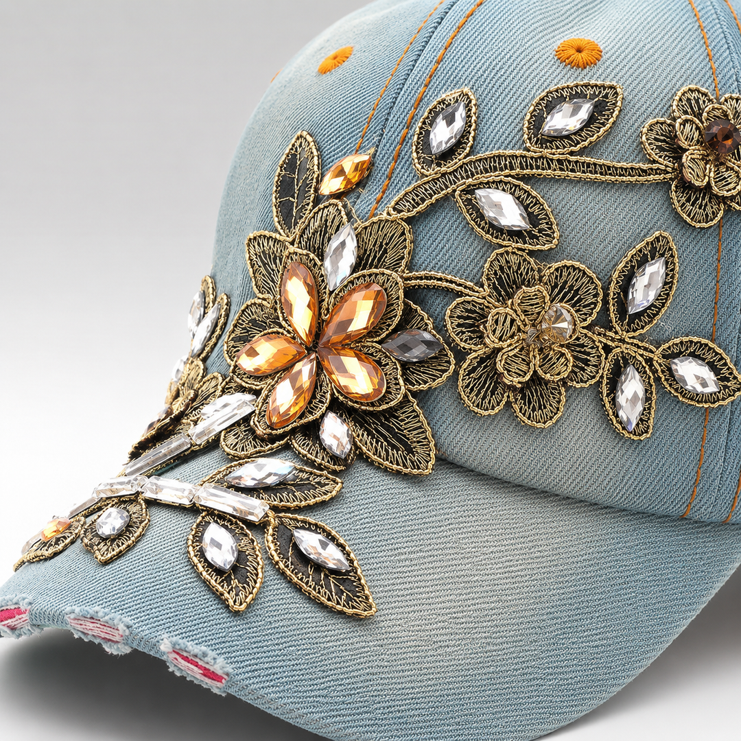 Verona Floral Cotton Denim Cap