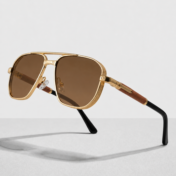 Wellington Square Alloy Sunglasses with double bridge frame