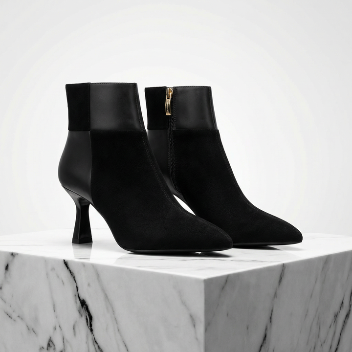 Women's Black Synthetic Leather Ankle Boots | Sleek Refined Style 1