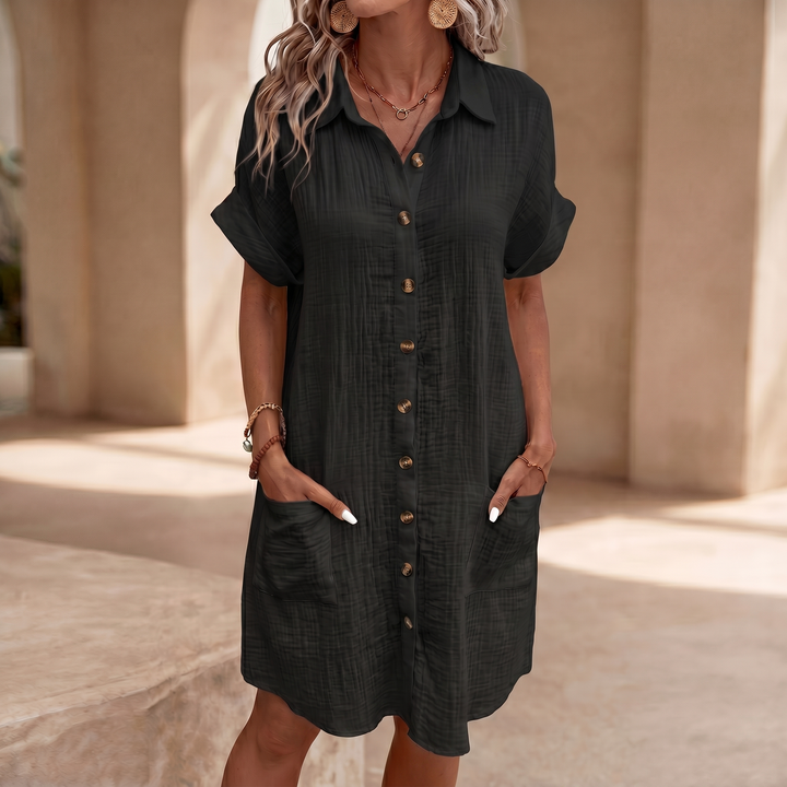 Women's Breathable Textured Midi Dress | Effortless All-Day Comfort 1