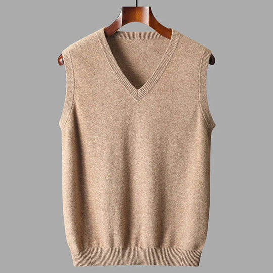 Men's cashmere V-neck sweater vest for soft layering