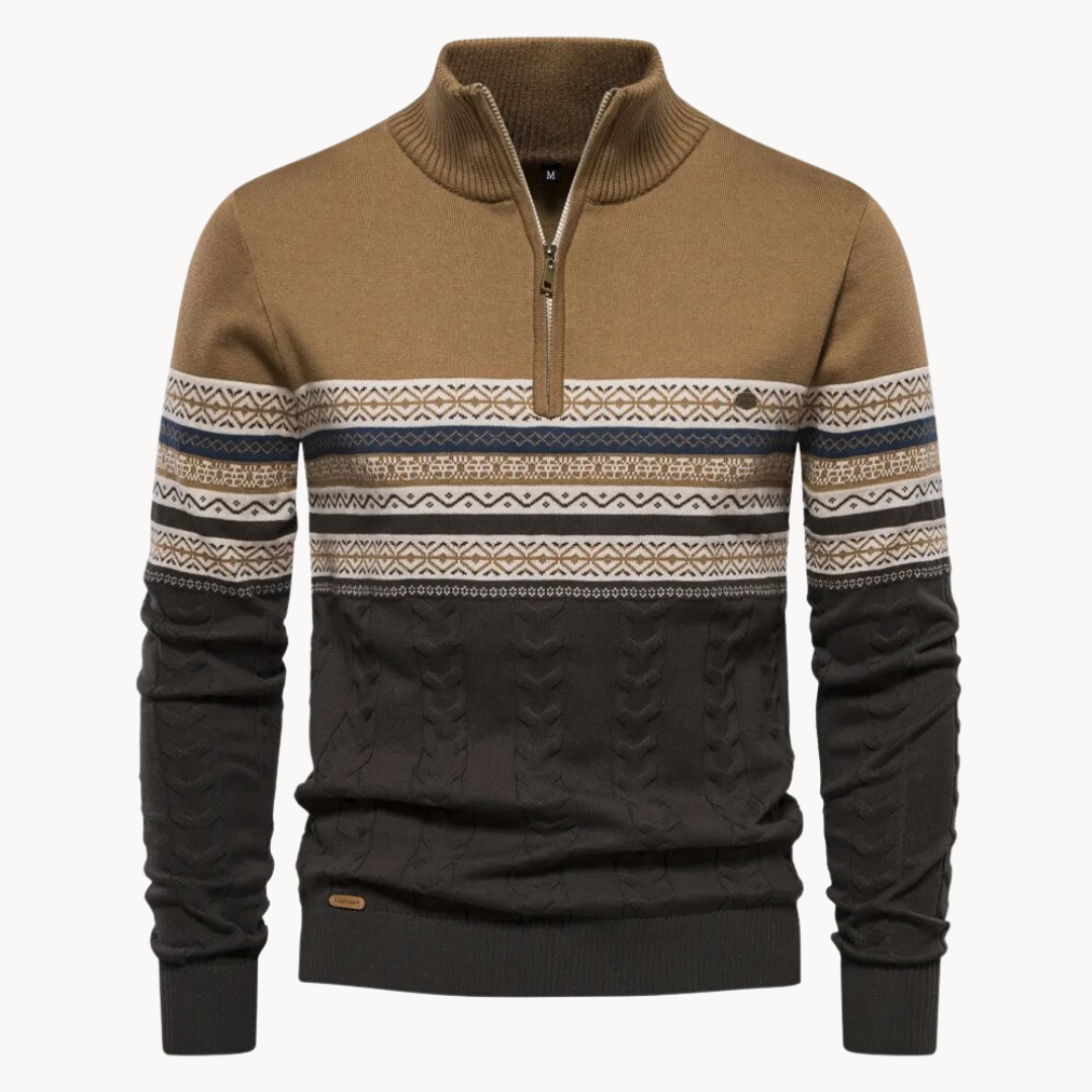 Women's Cozy Cotton Blend Pullover | Elegant Two-Tone Zip Sweater for Winter 3