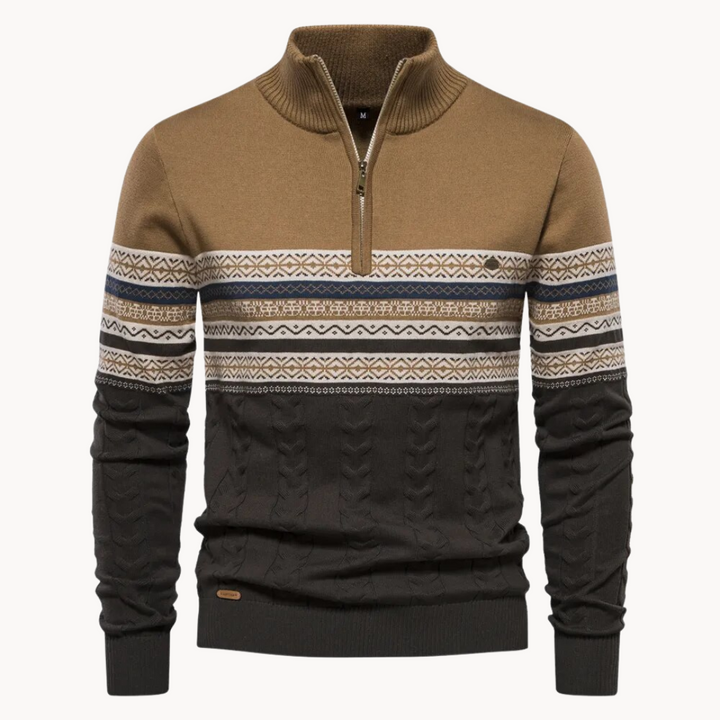 Women's Cozy Cotton Blend Pullover | Elegant Two-Tone Zip Sweater for Winter 3