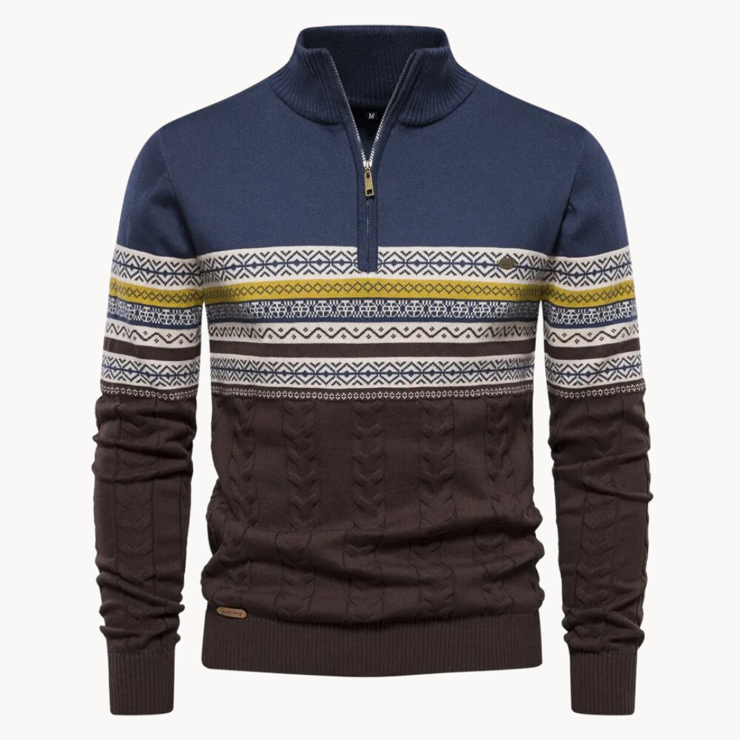 Women's Cozy Cotton Blend Pullover | Elegant Two-Tone Zip Sweater for Winter 5