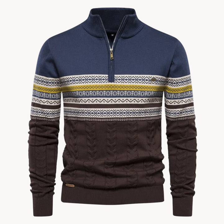 Women's Cozy Cotton Blend Pullover | Elegant Two-Tone Zip Sweater for Winter 5