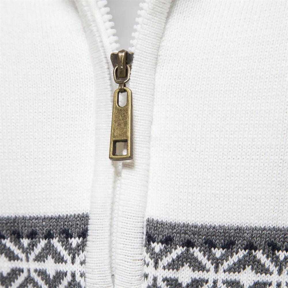 Women's Cozy Cotton Blend Pullover | Elegant Two-Tone Zip Sweater for Winter 7