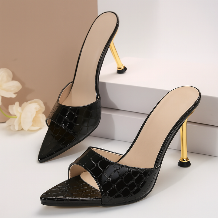 Women's Croc-Embossed Vegan Leather Stiletto Heels | Elegant All-Day Comfort 1