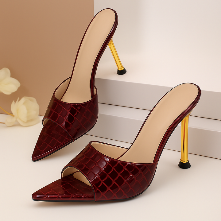 Women's Croc-Embossed Vegan Leather Stiletto Heels | Elegant All-Day Comfort 3