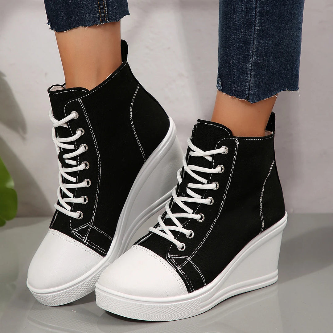 Women's Denim Wedge Sneakers | Stylish All-Day Comfort Fit 1