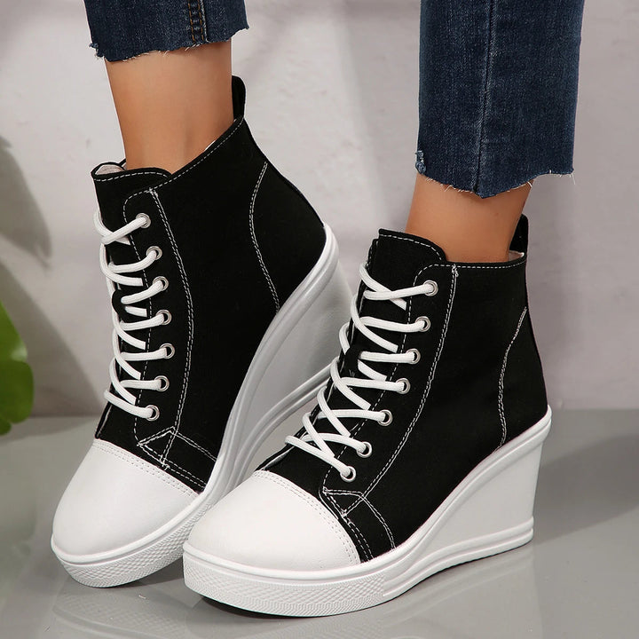 Women's Denim Wedge Sneakers | Stylish All-Day Comfort Fit 1
