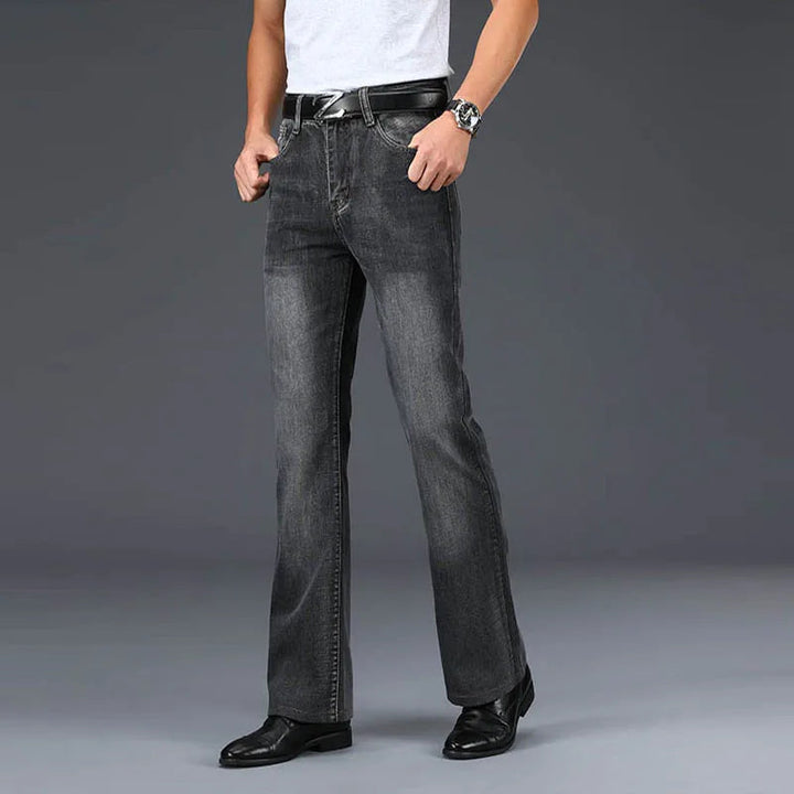 Women's Faded Black Cotton Blend Flared Jeans | Timeless Vintage Appeal 1