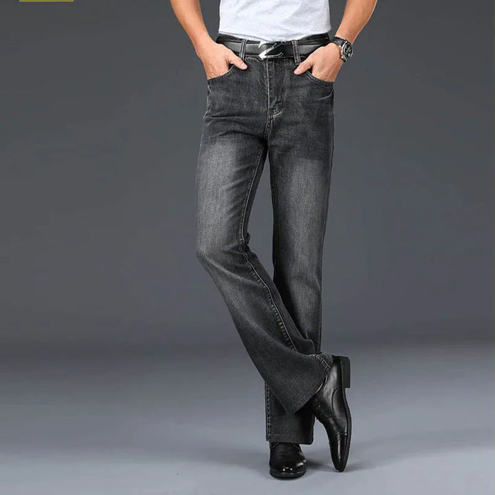 Women's Faded Black Cotton Blend Flared Jeans | Timeless Vintage Appeal 2