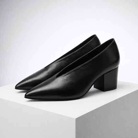 Women's Genuine Italian Leather Block Heels | All-Day Comfort Fit 0