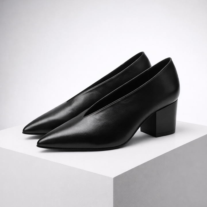 Women's Genuine Italian Leather Block Heels | All-Day Comfort Fit 0