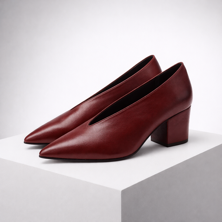 Women's Genuine Italian Leather Block Heels | All-Day Comfort Fit 2