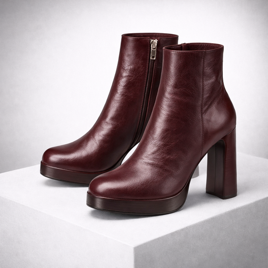 Women's Genuine Italian Leather Block Heels | Sleek All-Day Comfort Design 0